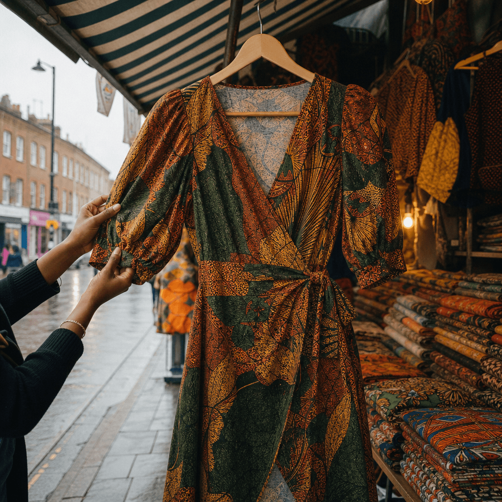 The same dress standing in a peckham market stall, saturday